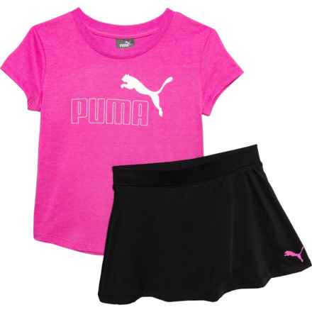 Puma Little Girls Jersey T-Shirt and Skort Set - Short Sleeve in Poison Pink