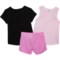 4AKKM_2 Puma Little Girls Jersey T-Shirt, Tank Top and Shorts Set - 3-Piece, Short Sleeve