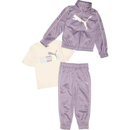 Puma Little Girls Tricot Jacket, Pants and T-Shirt Set - Short Sleeve in Pale Plum