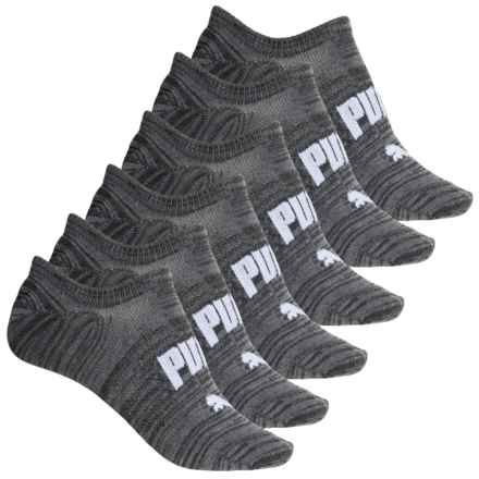 Puma Non-Terry Liner Socks - 6-Pack, Below the Ankle (For Women) in Black Grey