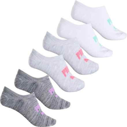 Puma Non-Terry Liner Socks - 6-Pack, Below the Ankle (For Women) in Grey/Coral