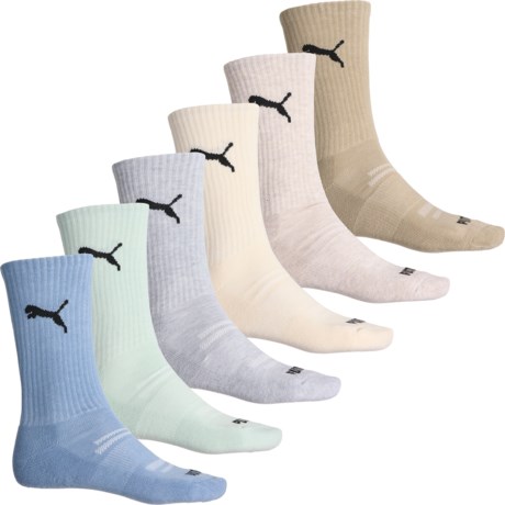Puma Sportstyle Half-Terry Socks - 6-Pack, Crew (For Men) in Tan Combo