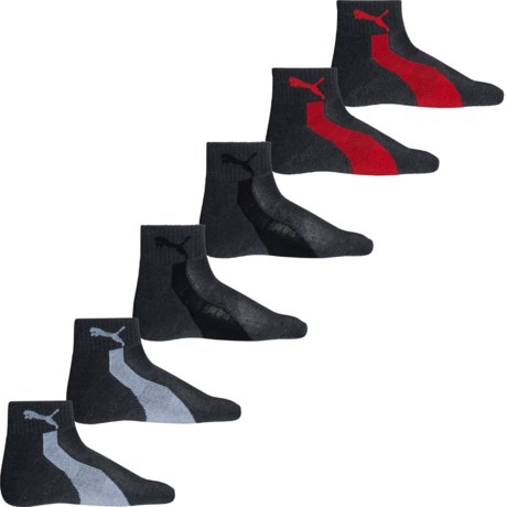 Puma Sportstyle Half-Terry Socks - 6-Pack, Quarter Crew (For Men) in Charcoal