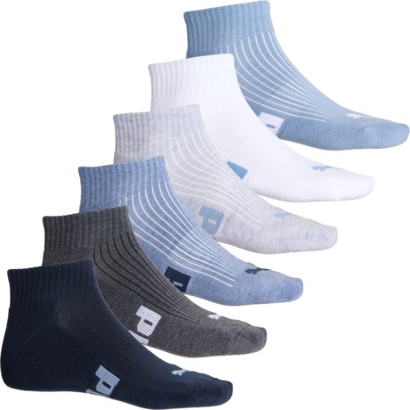 Puma Sportstyle Half-Terry Socks - 6-Pack, Quarter Crew (For Men) in Navy/Lt Blue