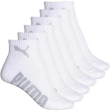 Puma Terry Athletic Performance Socks - 6-Pack, Quarter Crew (For Women) in White / Grey