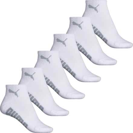Puma Terry Half Cushion Socks - 6-Pack, Quarter Crew (For Women) in White/Grey