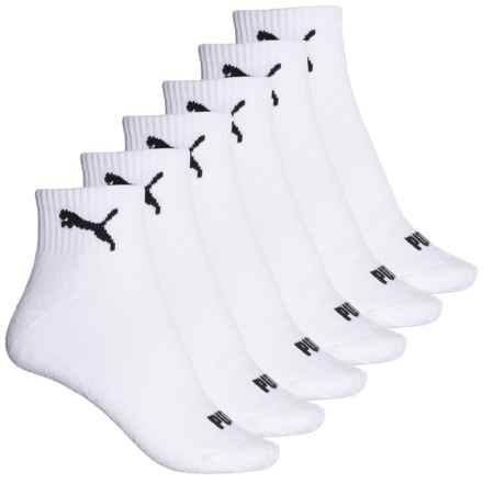 Puma Terry Sport Training Socks - 6-Pack, Quarter Crew (For Women) in White/Black