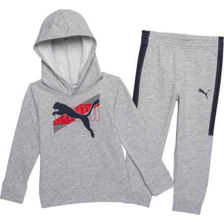 Puma Toddler Boys Fleece Hoodie and Joggers Set in Grey/Grey