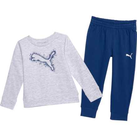 Puma Toddler Boys Fleece Sweatshirt and Joggers Set in White