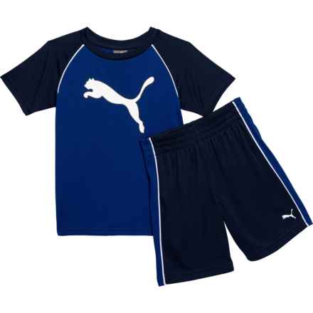 Puma Toddler Boys Interlock High-Performance T-Shirt and Shorts Set - Short Sleeve in 400 Cobalt Glaze