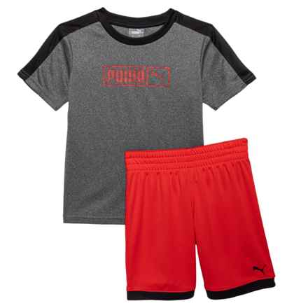 Puma Toddler Boys Interlock T-Shirt and Shorts Set - Short Sleeve in Charcoal