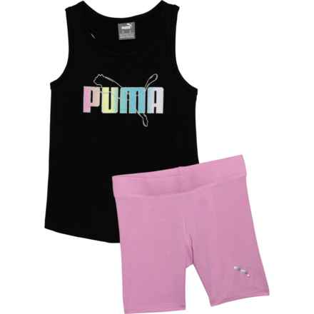 Puma Toddler Girls Jersey Tank Top and Stretch Shorts Set - Sleeveless in Black