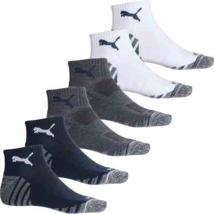 Puma Ultimate Training Half-Terry Socks - 6-Pack, Quarter Crew (For Men) in White/Blue