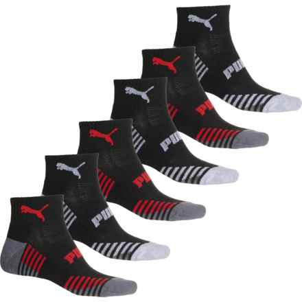 Puma Ultimate Training Terry Socks - 6-Pack, Quarter Crew (For Men) in Black/Red