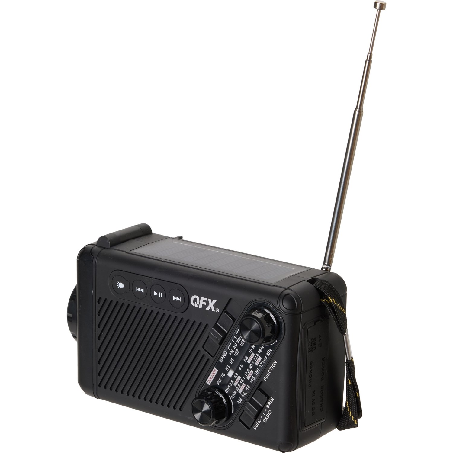 QFX Solar Powered Emergency Crank Radio with LED Flashlight - Save 37%