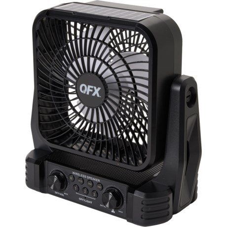 QFX Solar Rechargeable Bluetooth® Radio with Fan and LED Flashlight ...