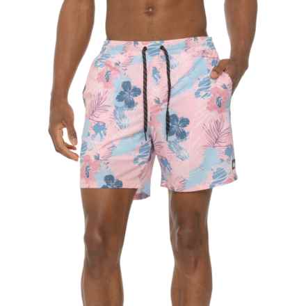 Quiksilver Duke Floral Print Volley Swim Shorts in Orchid Pink