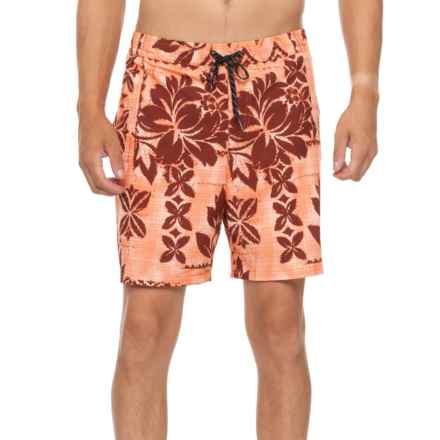 Quiksilver Halton Hawaiian Print Volley Swim Shorts in Papaya