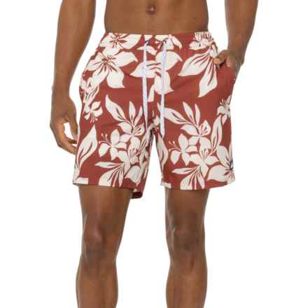 Quiksilver Hamilton Hibiscus Print Volley Swim Shorts in Rust