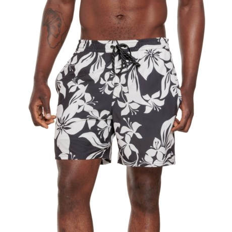 Quiksilver Hibiscus Print Swim Shorts - 17” in Grey