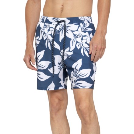 Quiksilver Hibiscus Print Swim Shorts - 17” in Navy