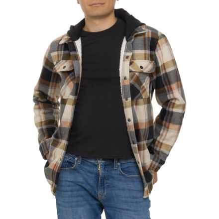 Quiksilver Hooded Fleece Snap-Front Shirt Jacket in Fog