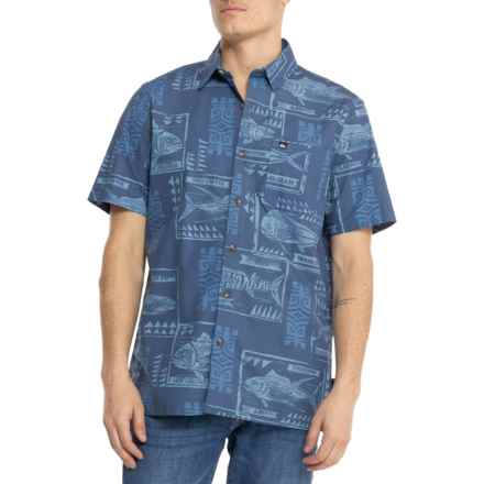 Quiksilver Print Catch Woven Shirt - Short Sleeve in Authentic Indigo