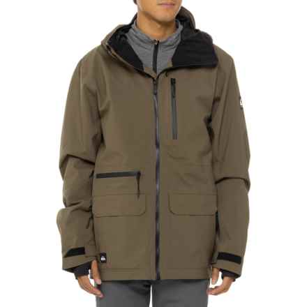Quiksilver Quest Stretch 20K DryFlight Snowboard Jacket - Waterproof, Insulated in Canteen
