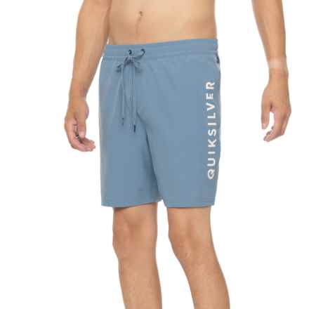 Quiksilver Solid Filled Logo Swim Shorts in Blue Shadow