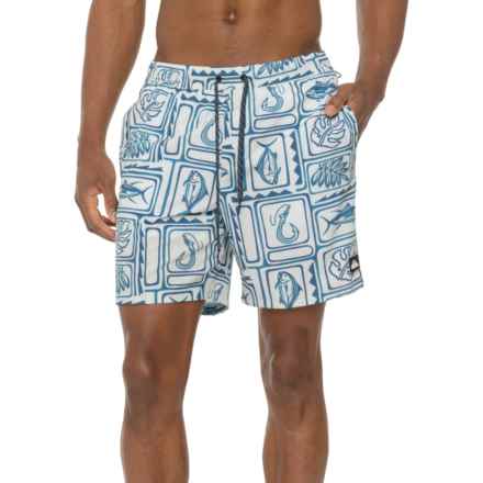 Quiksilver Tiki Print Swim Shorts - 17” in Light Grey