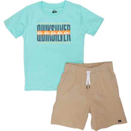 Quiksilver Toddler Boys Knit Shirt and Woven Shorts Set - Short Sleeve in Multi