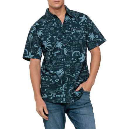 Quiksilver Tropical Breeze Classic Woven Shirt - Short Sleeve in Dark Navy Surf Days