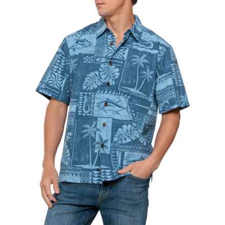 Quiksilver Tuna Palm Woven Shirt - Short Sleeve in Roots Ensign Blue