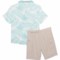 4GJVJ_2 Rabbit + Bear Little Boys Woven Shirt and Shorts Set - Organic Cotton, Short Sleeve