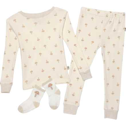 Rabbit + Bear Organic Infant and Toddler Girls Dot Print Organic Cotton Pajamas - Long Sleeve in Multi