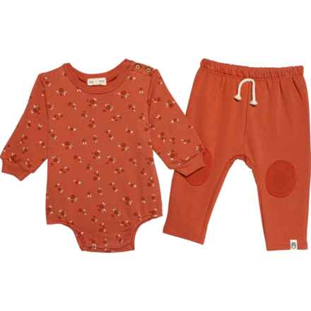 Rabbit + Bear Organic Infant Boys Baby Bodysuit and Pants Set - Long Sleeve in Multi