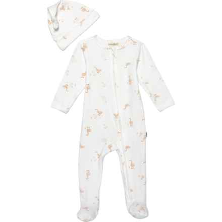 Rabbit + Bear Organic Infant Boys Duck Print Coveralls and Hat - Long Sleeve in Multi