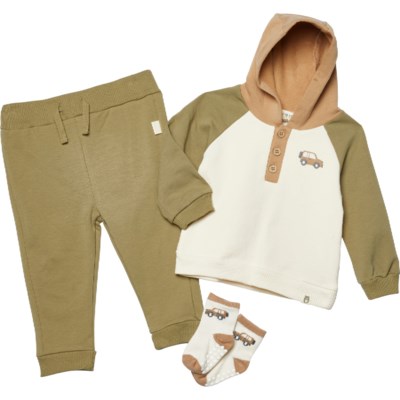 Rabbit + Bear Organic Infant Boys Jeep Hoodie, Pants and Socks Set - Save  45%