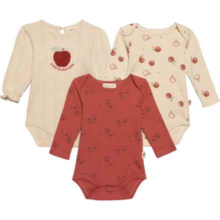 Rabbit + Bear Organic Infant Girls Baby Bodysuit Set - 3-Pack, Long Sleeve in Multi