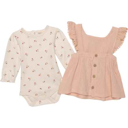 Rabbit + Bear Organic Infant Girls Organic Cotton Jumper with Baby Bodysuit - Long Sleeve in Cherry Print