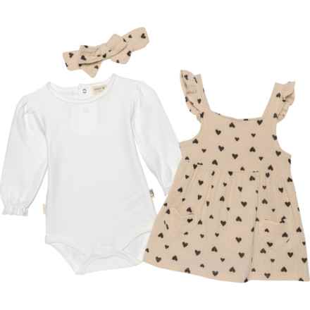 Rabbit + Bear Organic Infant Girls Organic Cotton Jumper with Baby Bodysuit - Long Sleeve in Heart