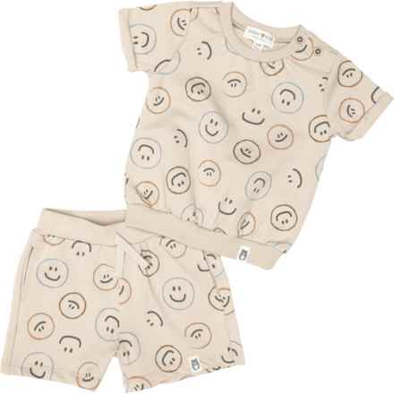 Rabbit + Bear Organic Infant Girls Organic Cotton Shirt and Shorts Set - Short Sleeve in Multi