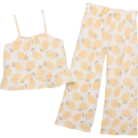 Rabbit + Bear Organic Little Girls Gauze Shirt and Pants - Organic Cotton, Sleeveless in Multi Floral