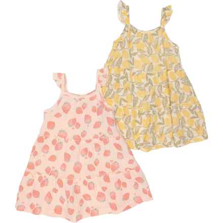 Rabbit + Bear Organic Toddler Girls Cotton Gauze Sun Dresses - 2-Pack, Sleeveless in Multi