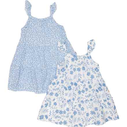 Rabbit + Bear Organic Toddler Girls Cotton Gauze Sun Dresses - 2-Pack, Sleeveless in Multi