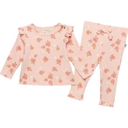 Rabbit + Bear Organics Infant Girls Shirt and Leggings Set - Long Sleeve in Pink Apples