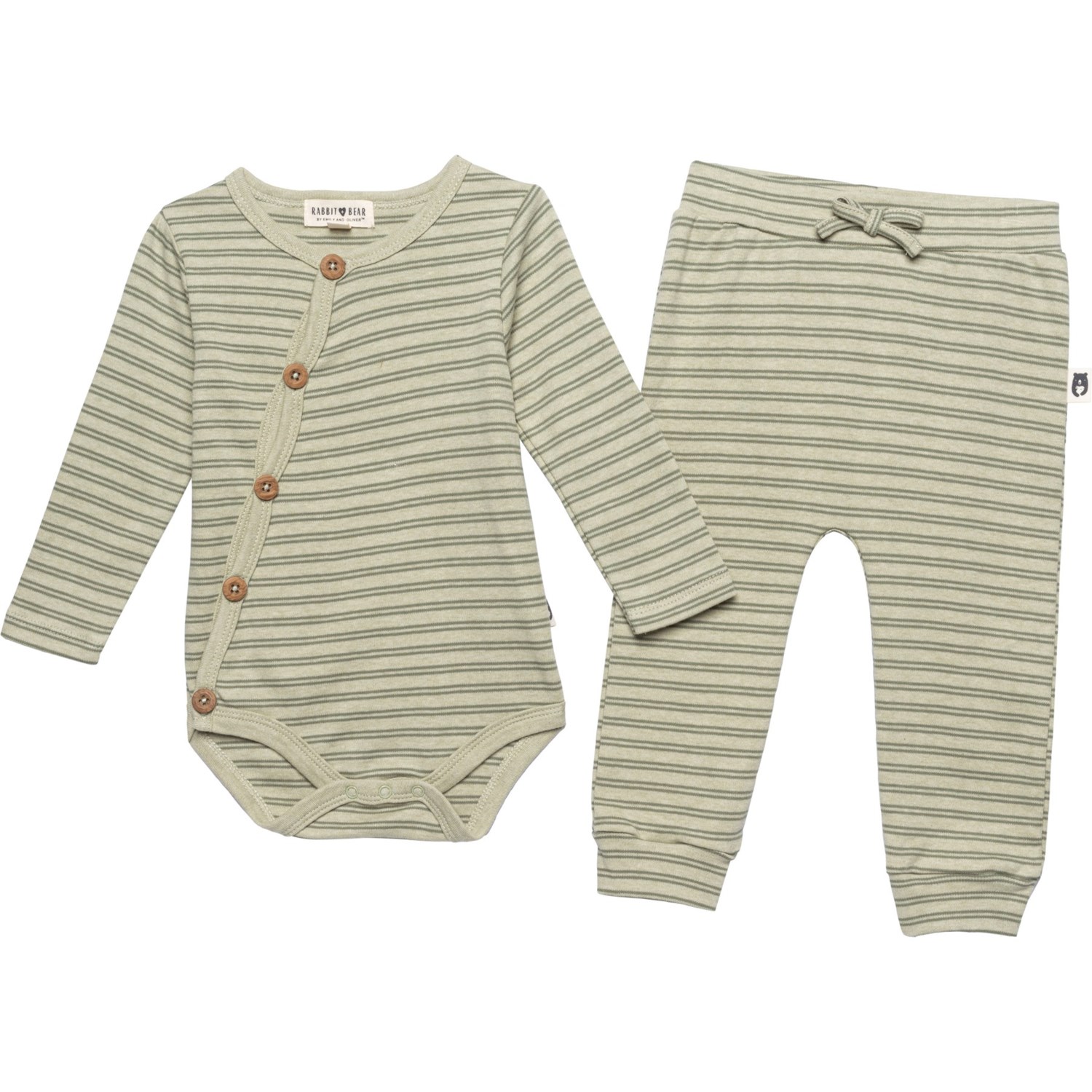 Rabbit & Bear Organic Infant Girls Baby Bodysuit and Pants Set - Long ...