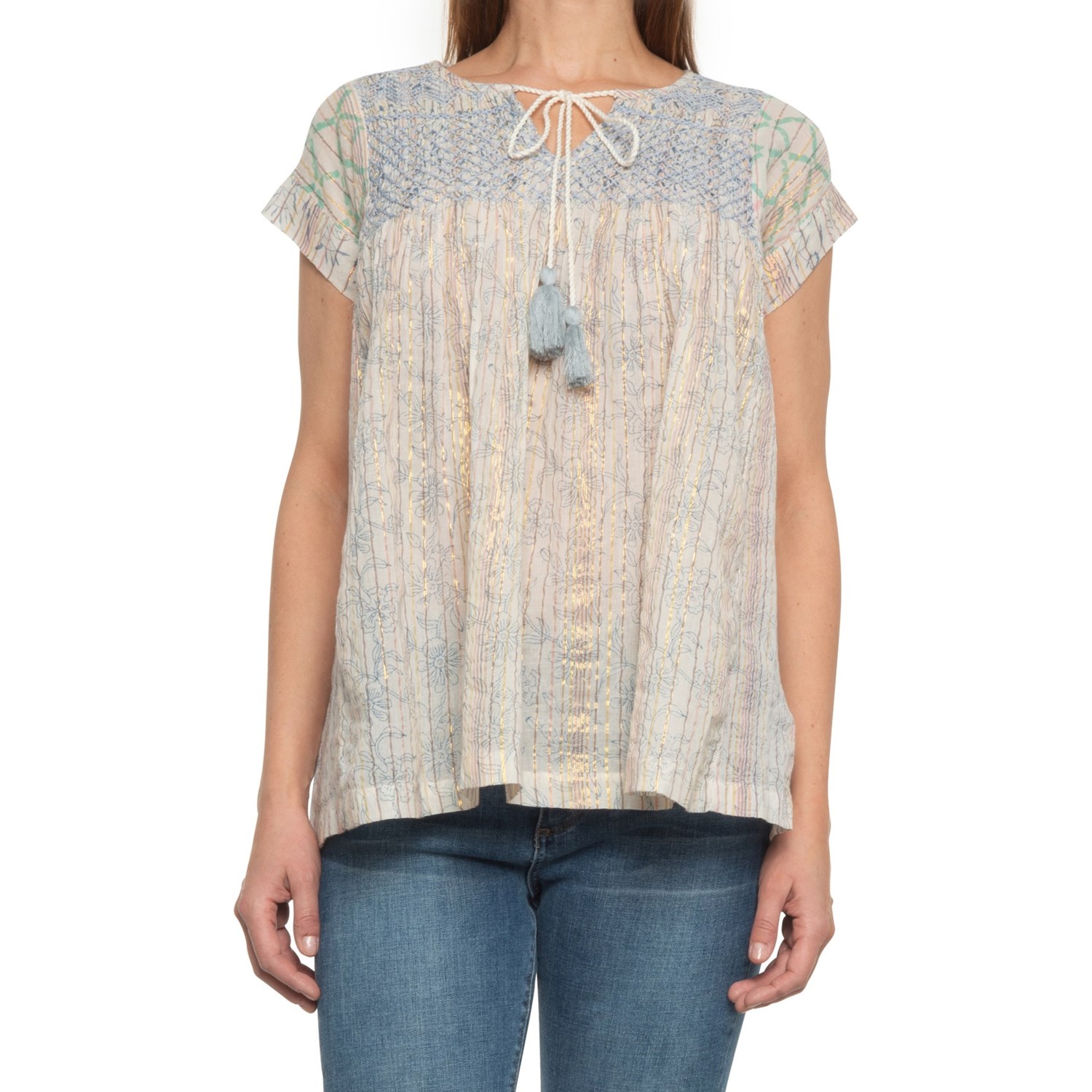Rachel Rachel Roy Printed Embroidered Shirt with Tassels (For Women