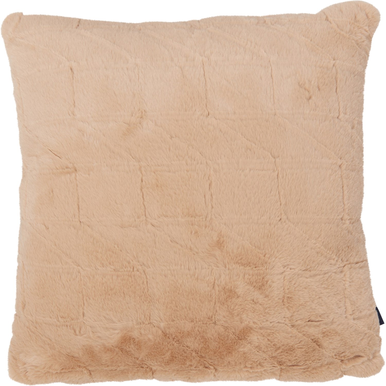 RACHEL ROY Pieced Faux Fur Throw Pillow 20X20”, Feather Fill, Tan
