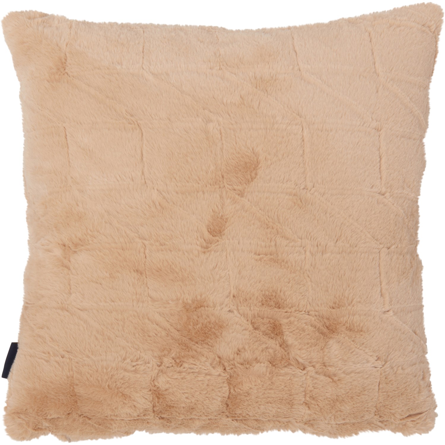 RACHEL ROY Pieced Faux Fur Throw Pillow 20X20”, Feather Fill, Tan